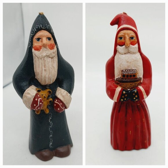 Randy Tate Santa Folk Art Set Of 2 READ - Picture 1 of 16